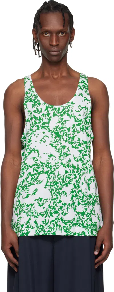 Dries Van Noten Green & White Floral Tank Top