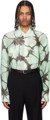 Dries Van Noten Green & White Printed Shirt In 976 Dessin B