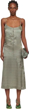 Dries Van Noten Green Argyle Midi Dress