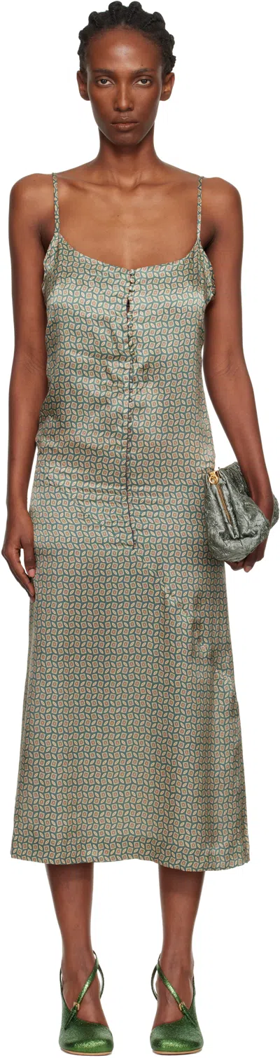 Dries Van Noten Green Argyle Midi Dress