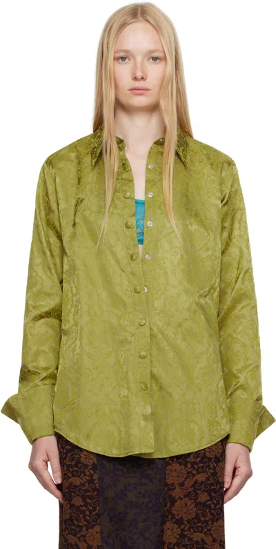 Dries Van Noten Green Baroque Motif Shirt In 202 Yellow