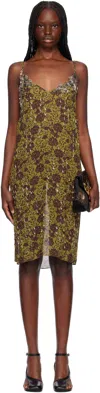 Dries Van Noten Green Beaded Midi Dress In 607 Olive