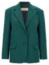 Dries Van Noten 'birdy' Blazer Back Vent In Dark Green