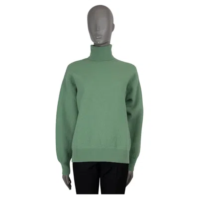 Pre-owned Dries Van Noten Green Brushed Wool 2023 Teresia Oversized Turtleneck Sweater Xs