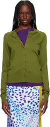 Dries Van Noten Tobine Cotton Knit Cardigan In 607 Olive