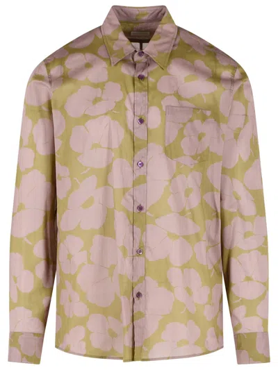 Dries Van Noten Floral Printed Long-sleeved Shirt In Multi