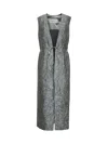 Dries Van Noten Green Crushed Viscose Cotton Blend Sleeveless Coat In Green