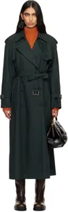 Dries Van Noten Green Double-breasted Trench Coat In Green