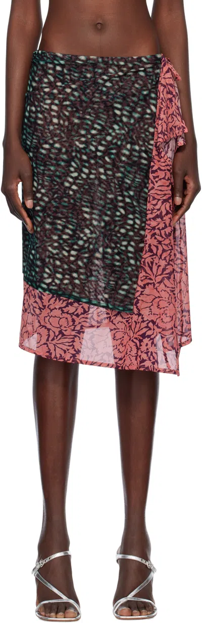 Dries Van Noten Green Double Layered Midi Skirt In 612 Malachite