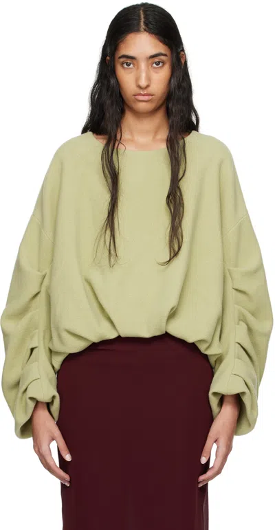 Dries Van Noten Green Draped Sweater In 602 Pistache