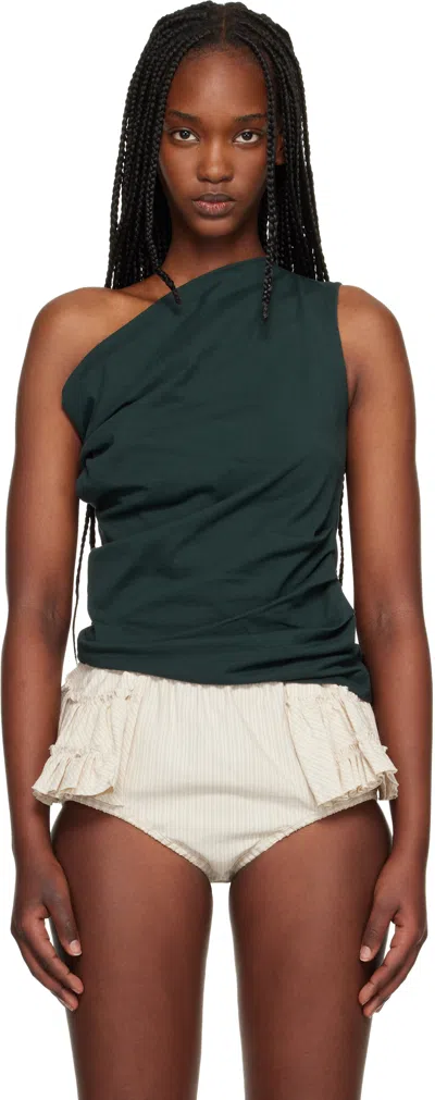 Dries Van Noten Green Draped Tank Top