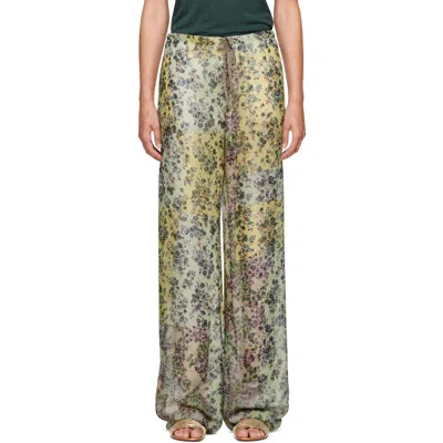 Dries Van Noten Green Elasticated Jacquard Trousers In Multi
