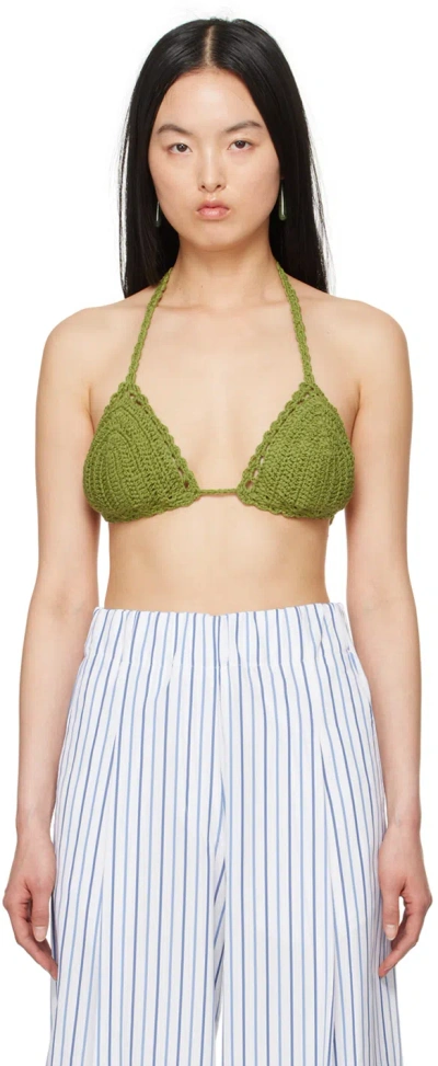 Dries Van Noten Green Halter Bikini Top In 604 Green
