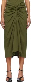 Dries Van Noten Green Knotted Jersey Midi Skirt