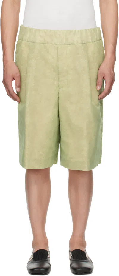 Dries Van Noten Green Layered Shorts In Light Green 601