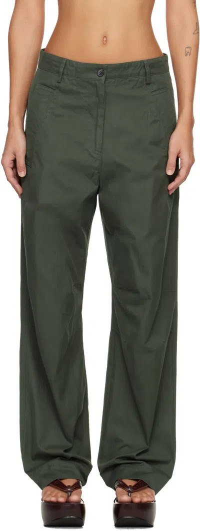 Dries Van Noten Green Loose Fit Workwear Trousers