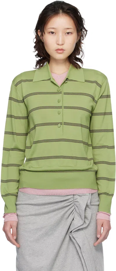 Dries Van Noten Green Merino Wool Polo