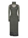 Dries Van Noten Mesh Layered Midi Dress With Asymmetrical Ruffles In Multi