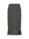 Dries Van Noten Women Green Printed Mesh Layered Midi Skirt In Green