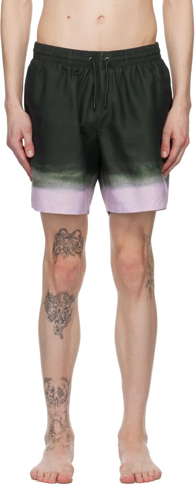 Dries Van Noten Green Printed Swim Shorts In 605 Bottle
