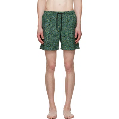 Dries Van Noten Green Printed Swim Shorts In Mint 608