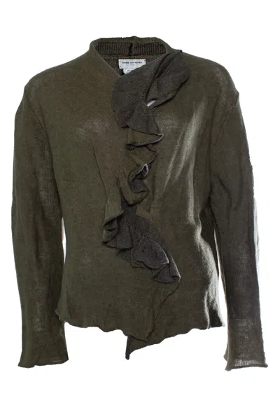 Dries Van Noten , Green Ruffled Cardigan