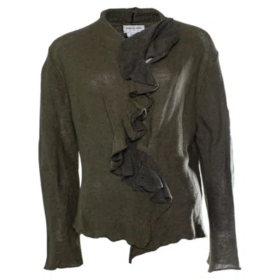 Pre-owned Dries Van Noten , Green Ruffled Cardigan