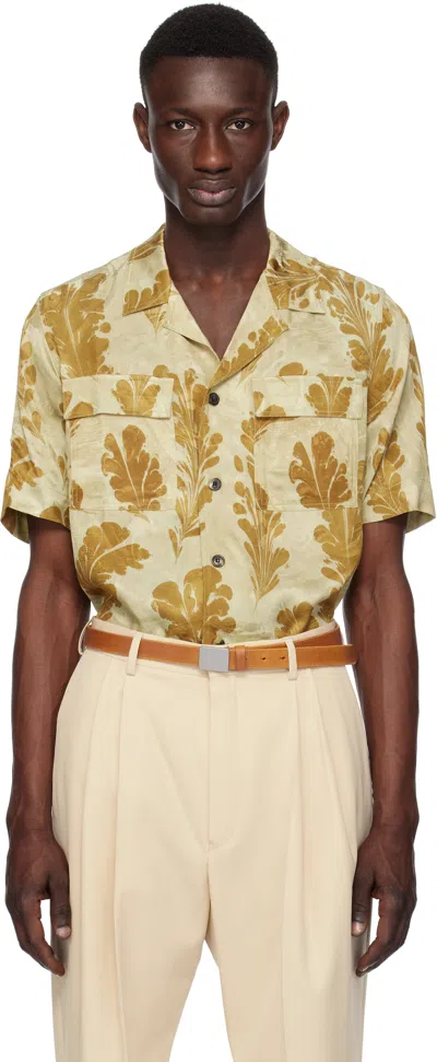 Dries Van Noten Green Sateen Shirt In 975 Dessin A
