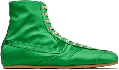 Dries Van Noten Green Satin High Top Sneakers