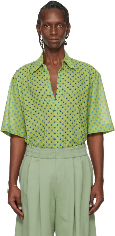 Dries Van Noten Green Sequinned Shirt