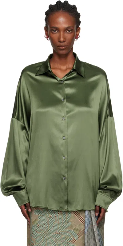 Dries Van Noten Green Silk Shirt