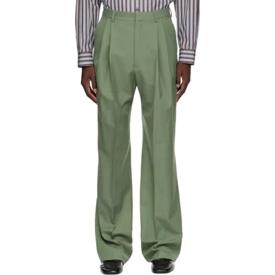 Dries Van Noten Green Straight-leg Wool Trousers