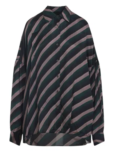 DRIES VAN NOTEN GREEN STRIPED SHIRT