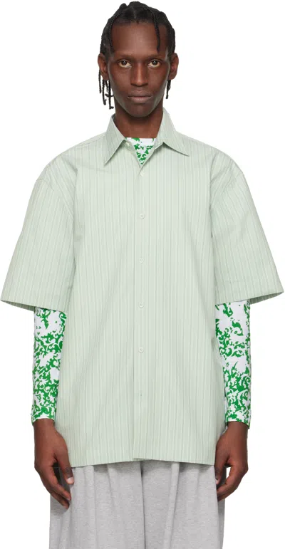 Dries Van Noten Green Striped Shirt