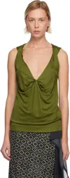 Dries Van Noten Green Twisted Tank Top In Green
