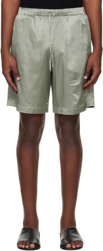 Dries Van Noten Mint Green Viscose And Cotton Shorts In Silver