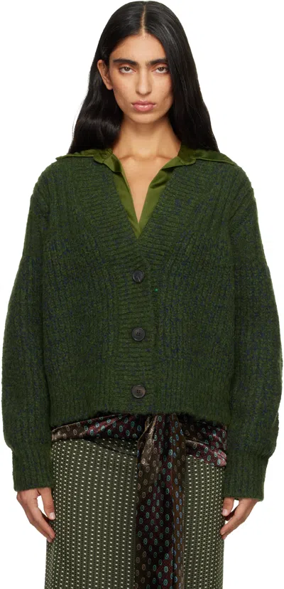 Dries Van Noten Green Wool Cardigan
