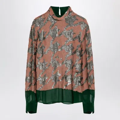 DRIES VAN NOTEN DRIES VAN NOTEN  GREEN/PINK/SILVER BLOUSE WITH SEQUINS