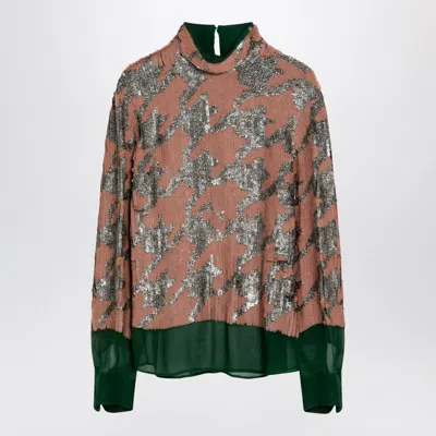 Dries Van Noten Green/pink/silver Blouse With Sequins