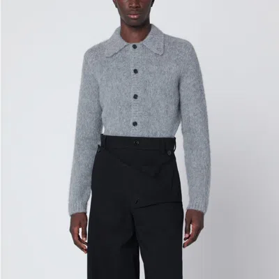 Dries Van Noten Grey Alpaca And Wool Blend Cardigan Men In Gray