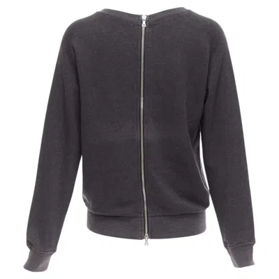 Pre-owned Dries Van Noten Grey Cotton Blend Silver Zip Back Pullover Sweater S In Gray
