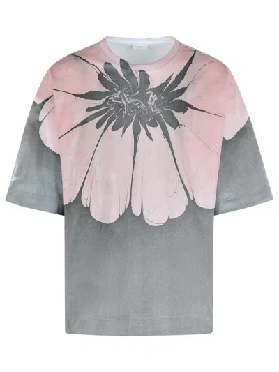 Dries Van Noten Flower-print Oversized T-shirt In Gray