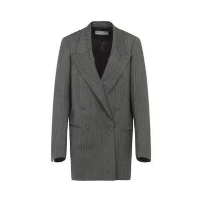DRIES VAN NOTEN GREY DOUBLE-BREASTED BLAZER