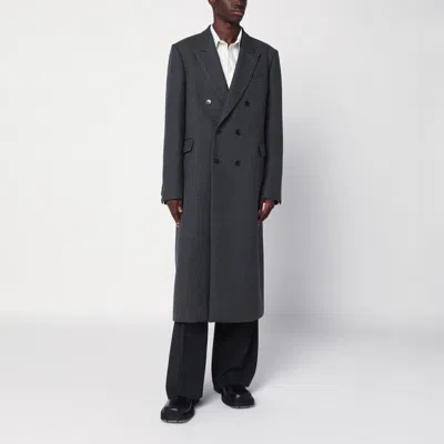 Dries Van Noten Grey Double-breasted Wool Coat