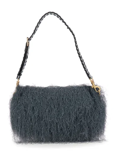 Dries Van Noten Grey Fringed Shoulder Bag In Gray