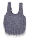 Dries Van Noten Grey Fringed Tote Bag In Gray