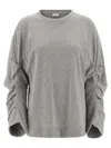 Dries Van Noten T-shirt With Pleated Sleeves Heynas In Gray