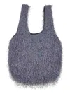 Dries Van Noten Grey Large Fringed Tote Bag In Gray