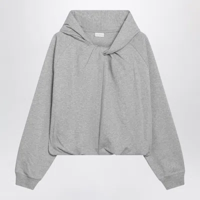 Dries Van Noten Grey Melange Cotton Hoodie In Gray