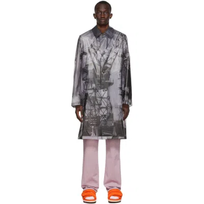 Dries Van Noten Grey Polyurethane Printed Coat In 802 Grey